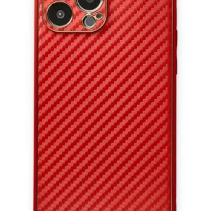 Newface İphone 13 Pro Max Kılıf Coco Karbon Silikon - Kırmızı