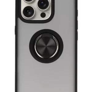 Newface İphone 16 Pro Kılıf Montreal Yüzüklü Silikon Kapak - Siyah