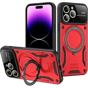 Newface İphone 16 Pro Max Kılıf Joy Lens Standlı Kapak - Kırmızı