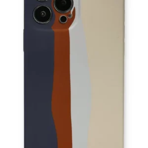 Newface İphone 13 Pro Kılıf Ebruli Lansman Silikon - Lacivert-krem