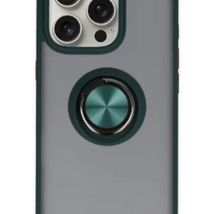 Newface İphone 16 Pro Max Kılıf Montreal Yüzüklü Silikon Kapak - Yeşil