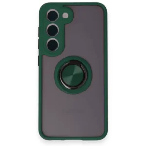 Newface Samsung Galaxy S24 Fe Kılıf Montreal Yüzüklü Silikon Kapak - Yeşil