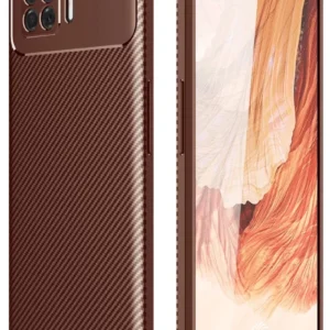 Newface Oppo A73 Kılıf Auto Focus Karbon Kapak - Kahverengi