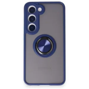Newface Samsung Galaxy S24 Fe Kılıf Montreal Yüzüklü Silikon Kapak - Lacivert