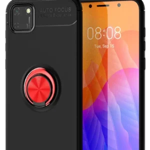 Newface Huawei Y5p Kılıf Range Yüzüklü Silikon - Siyah-kırmızı