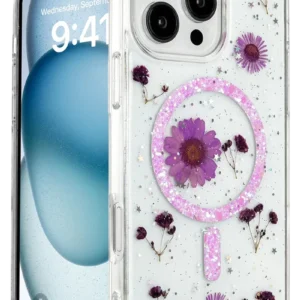 Newface İphone 16 Pro Kılıf Daisy Simli Magsafe Kapak - Mor