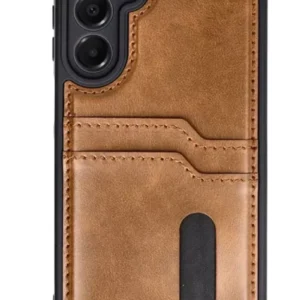 Newface Samsung Galaxy S24 Fe Kılıf Sara Kartvizitli Deri Kılıf - Taba