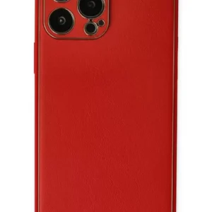 Newface İphone 13 Pro Max Kılıf Coco Deri Silikon Kapak - Kırmızı