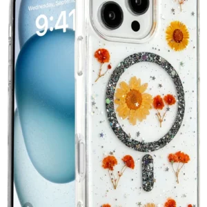 Newface İphone 16 Pro Max Kılıf Daisy Simli Magsafe Kapak - Siyah