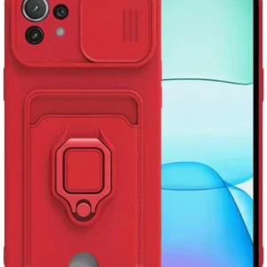 Newface Xiaomi Mi 11 Lite Kılıf Zuma Kartvizitli Yüzüklü Silikon - Kırmızı