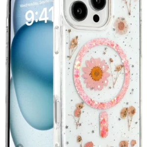 Newface İphone 16 Pro Max Kılıf Daisy Simli Magsafe Kapak - Pembe