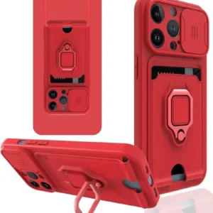 Newface İphone 13 Pro Max Kılıf Zuma Kartvizitli Yüzüklü Silikon - Kırmızı