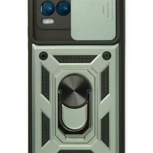 Newface Realme 8 Kılıf Pars Lens Yüzüklü Silikon - Yeşil