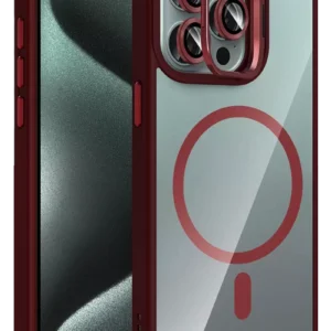 Joko Apple İphone 15 Pro Max Remim Lensli Magsafe Standlı Kapak - Bordo