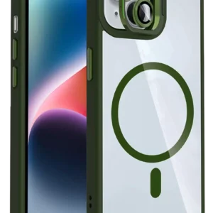 Joko Apple İphone 14 Remim Lensli Magsafe Standlı Kapak - Koyu Yeşil