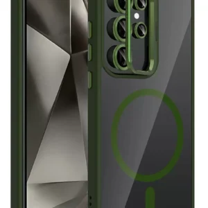 Joko Samsung Galaxy S24 Ultra Remim Lensli Magsafe Standlı Kapak - Koyu Yeşil