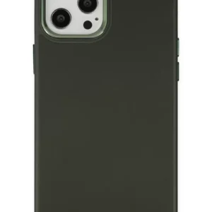 Newface İphone 12 Pro Max Kılıf Asya Deri Silikon - Koyu Yeşil