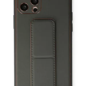 Newface İphone 12 Pro Kılıf Coco Deri Standlı Kapak - Füme