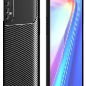 Newface Realme 7 Kılıf Auto Focus Karbon Kapak - Siyah