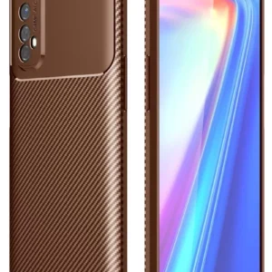 Newface Realme 7 Kılıf Auto Focus Karbon Kapak - Kahverengi