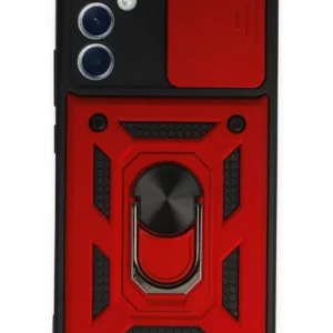 Newface Samsung Galaxy A34 5g Kılıf Pars Lens Yüzüklü Silikon - Kırmızı