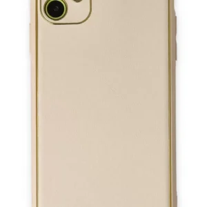 Newface İphone 12 Kılıf Coco Deri Silikon Kapak - Gold