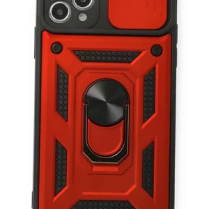 Newface İphone 11 Pro Max Kılıf Pars Lens Yüzüklü Silikon - Kırmızı