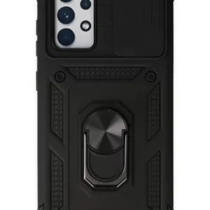 Newface Samsung Galaxy A72 Kılıf Pars Lens Yüzüklü Silikon - Siyah