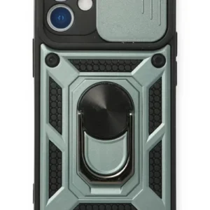 Newface İphone 12 Mini Kılıf Pars Lens Yüzüklü Silikon - Yeşil