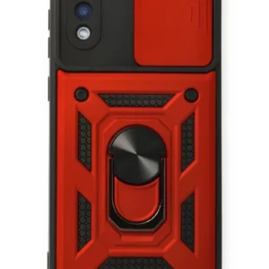 Newface Samsung Galaxy A02 Kılıf Pars Lens Yüzüklü Silikon - Kırmızı