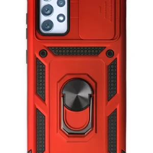 Newface Samsung Galaxy A72 Kılıf Pars Lens Yüzüklü Silikon - Kırmızı