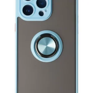 Newface İphone 14 Pro Max Kılıf Montreal Yüzüklü Silikon Kapak - Buz Mavi