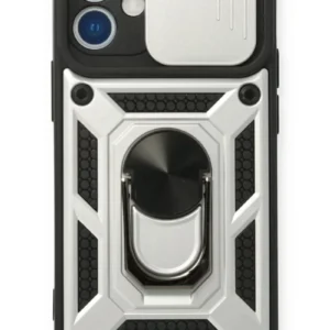 Newface İphone 12 Mini Kılıf Pars Lens Yüzüklü Silikon - Gümüş