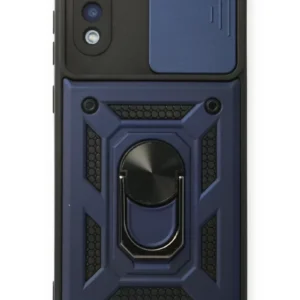 Newface Samsung Galaxy A02 Kılıf Pars Lens Yüzüklü Silikon - Lacivert