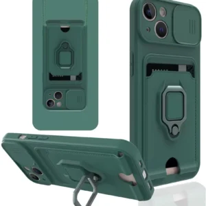 Newface İphone 14 Plus Kılıf Zuma Kartvizitli Yüzüklü Silikon - Yeşil