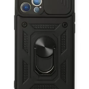 Newface İphone 12 Pro Kılıf Pars Lens Yüzüklü Silikon - Siyah