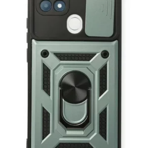 Newface Oppo A15 Kılıf Pars Lens Yüzüklü Silikon - Yeşil