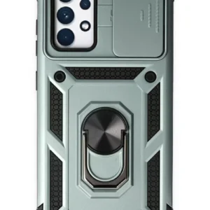 Newface Samsung Galaxy A72 Kılıf Pars Lens Yüzüklü Silikon - Yeşil