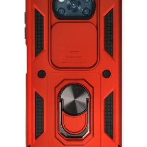 Newface Xiaomi Pocophone X3 Kılıf Pars Lens Yüzüklü Silikon - Kırmızı