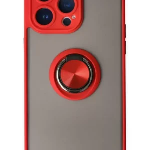 Newface İphone 14 Pro Max Kılıf Montreal Yüzüklü Silikon Kapak - Kırmızı