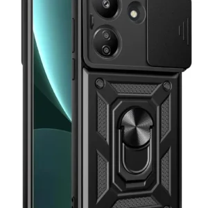 Newface Xiaomi Redmi 13c Kılıf Pars Lens Yüzüklü Silikon - Siyah