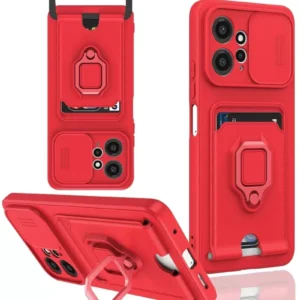 Newface Xiaomi Redmi Note 12 4g Kılıf Zuma Kartvizitli Yüzüklü Silikon - Kırmızı