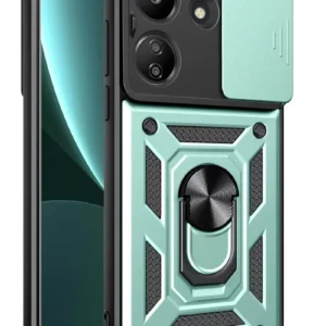 Newface Xiaomi Redmi 13c Kılıf Pars Lens Yüzüklü Silikon - Yeşil