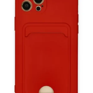 Newface İphone 12 Pro Max Kılıf Kelvin Kartvizitli Silikon - Kırmızı