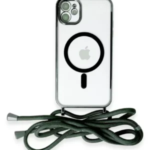 Newface İphone 11 Kılıf Divo Lazer Askılı Magsafe Kapak - Koyu Yeşil