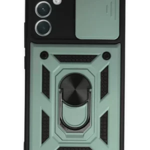 Newface Samsung Galaxy A34 5g Kılıf Pars Lens Yüzüklü Silikon - Yeşil