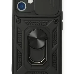 Newface İphone 11 Kılıf Pars Lens Yüzüklü Silikon - Siyah