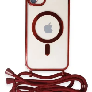 Newface İphone 11 Kılıf Divo Lazer Askılı Magsafe Kapak - Kırmızı