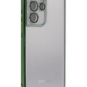 Newface Samsung Galaxy S21 Ultra Kılıf Razer Lensli Silikon - Yeşil