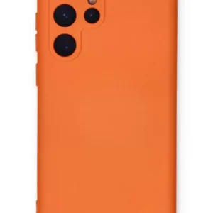 Newface Samsung Galaxy S22 Ultra Kılıf Nano İçi Kadife Silikon - Turuncu